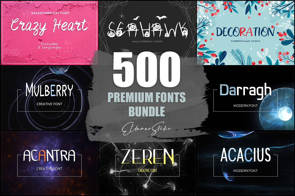 500 Premium Fonts Bundle Screenshot 1