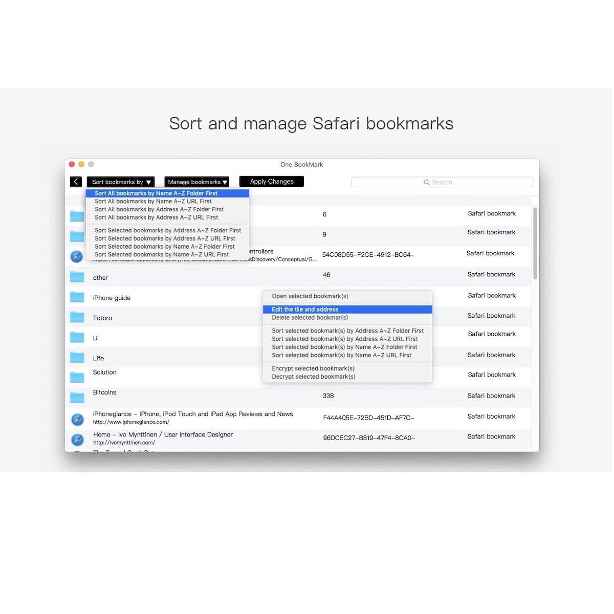 One Bookmark Screenshot 1