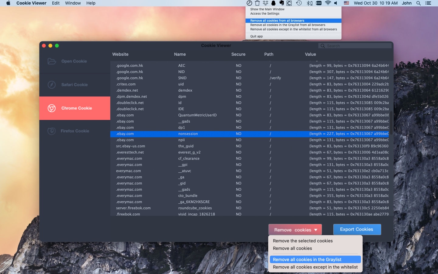 Cookie Viewer Screenshot 1
