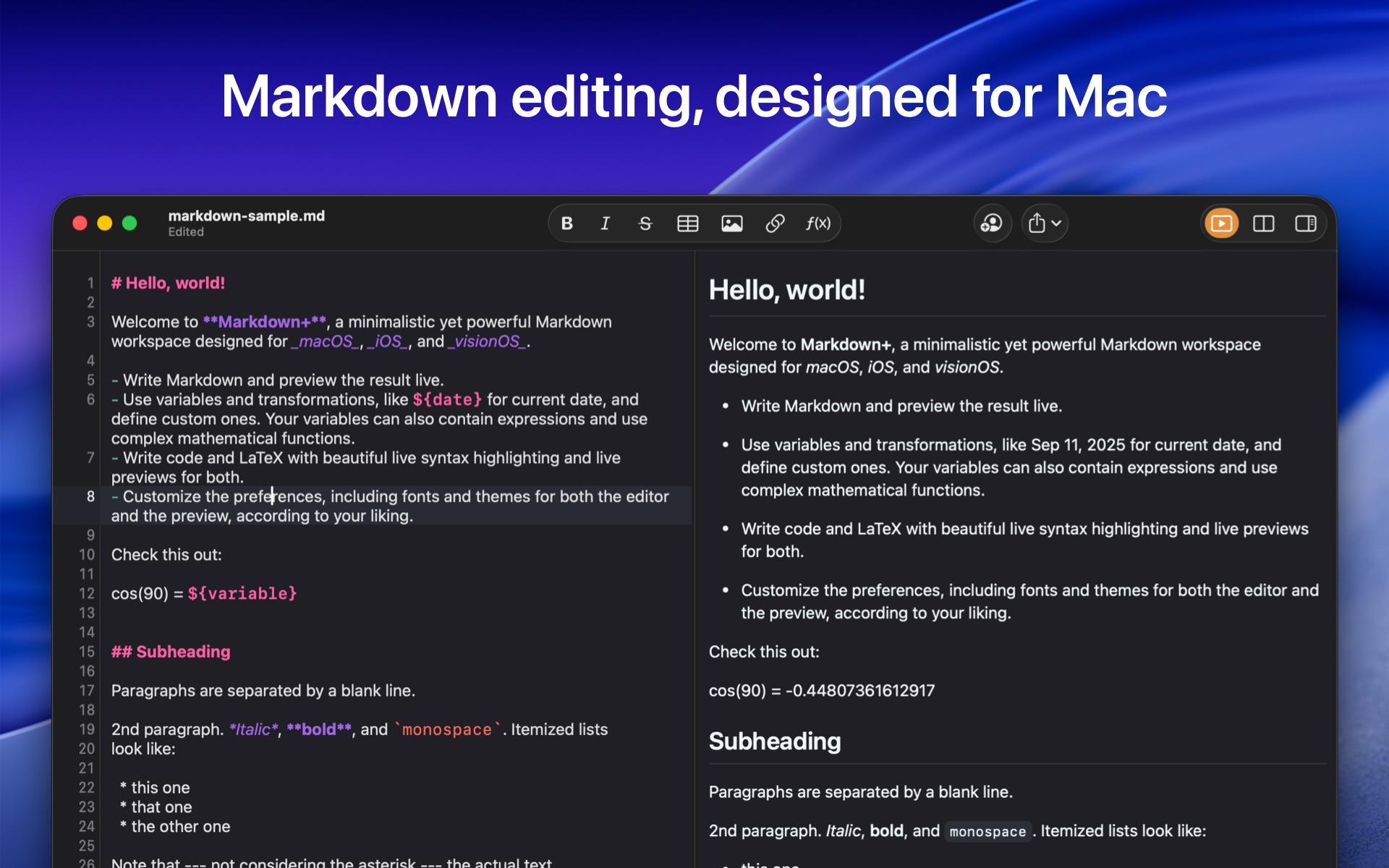 Markdown+ Text and LaTeX Editor