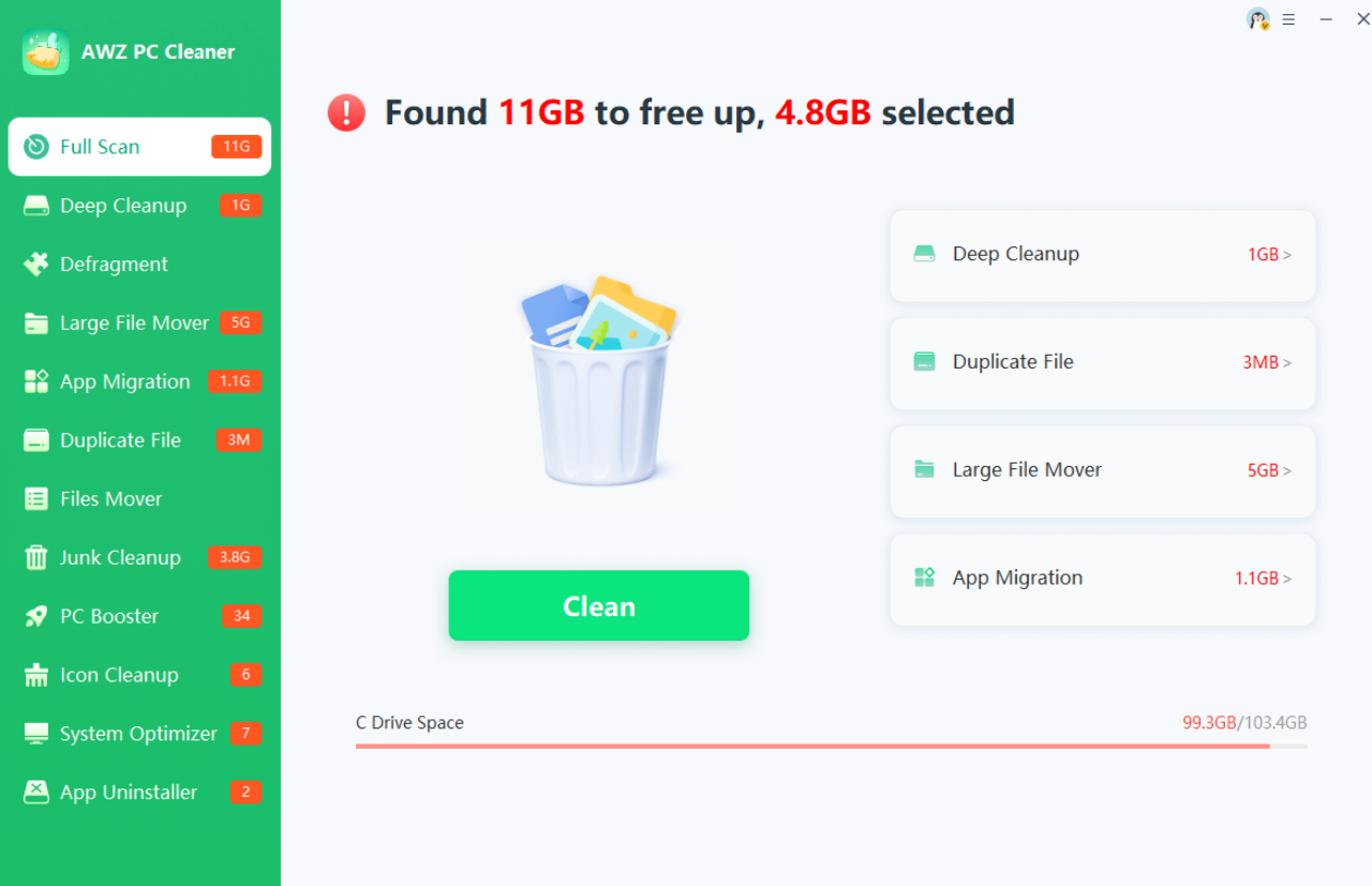 AWZ PC Cleaner Screenshot 2