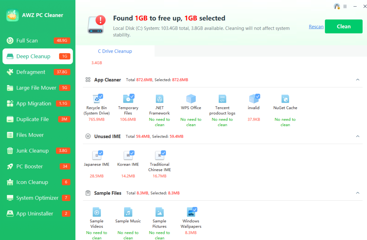 AWZ PC Cleaner Screenshot 3